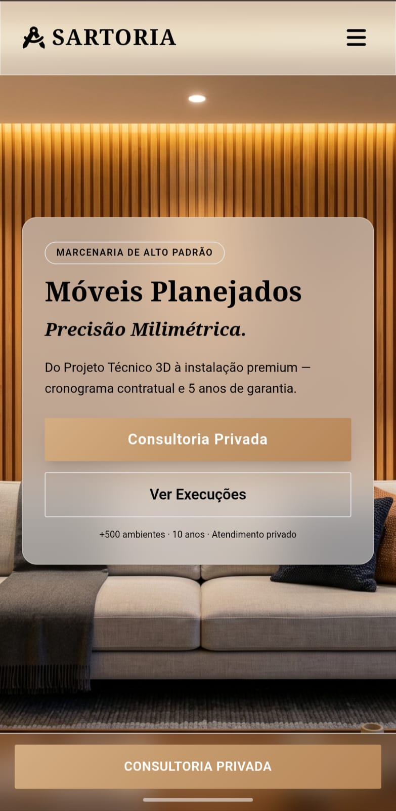 Sartoria Móveis Planejados — versão mobile